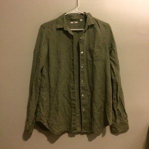 4/$25 Uniqlo jade green 100% linen button down